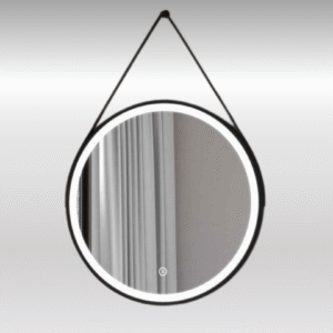Round Black Frame Hanging 3-LED light Mirror - Dimmable with Touch Sensor (70X70)