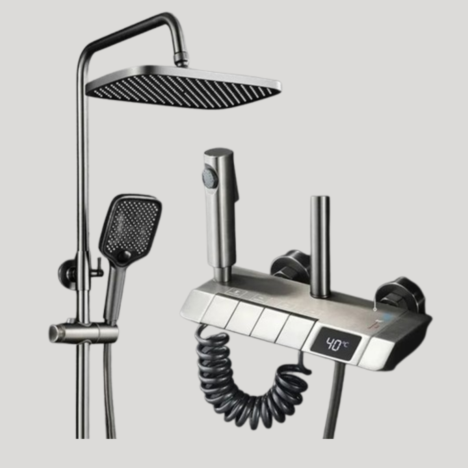 Smart Digital Thermostatic Shower System with Rainfall, Handheld & Piano Button
