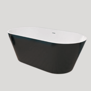 Modern Two-Tone Freestanding Bathtub - Black Exterior, White Interior - Deep Soaking Tub