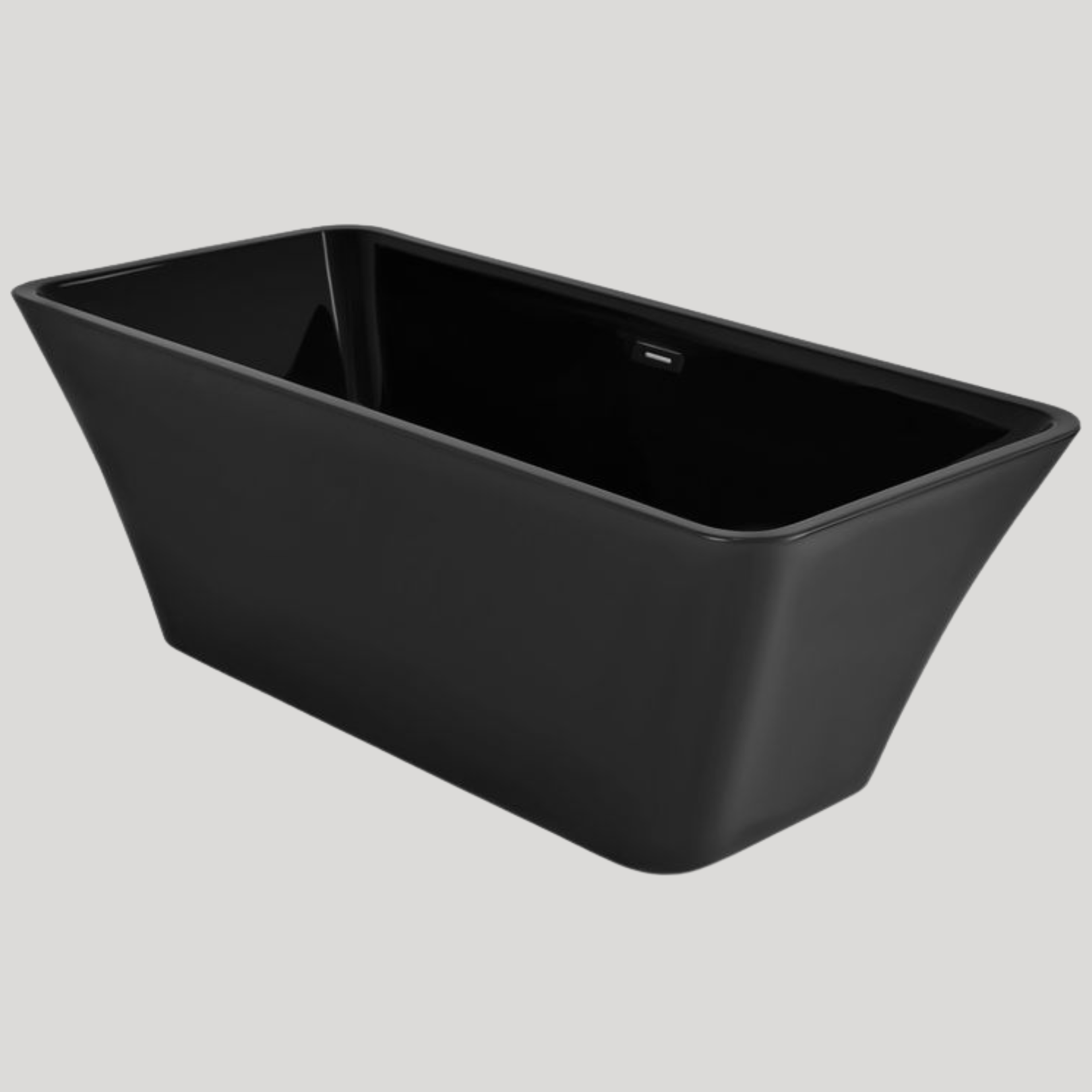 Modern Matte Black Rectangular Freestanding Bathtub - Deep Soaking