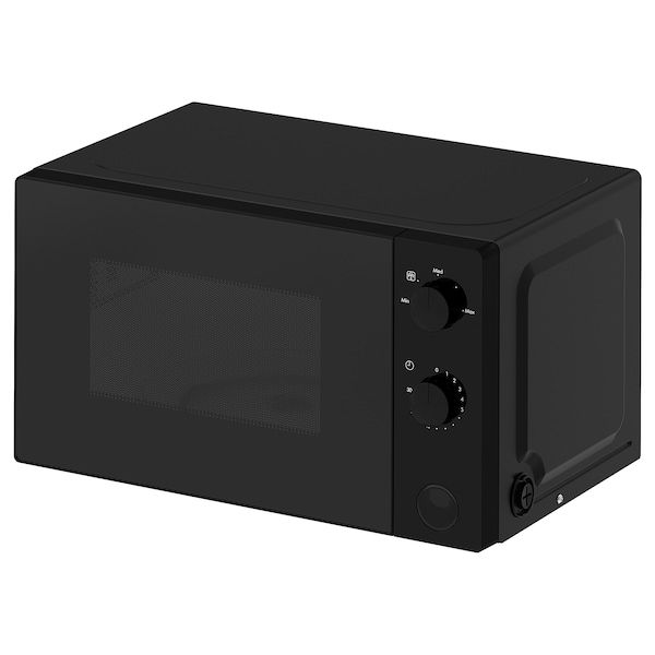 SKY OPPEIN Countertop Microwave Oven with Manual Dials – 700W, Matte Black