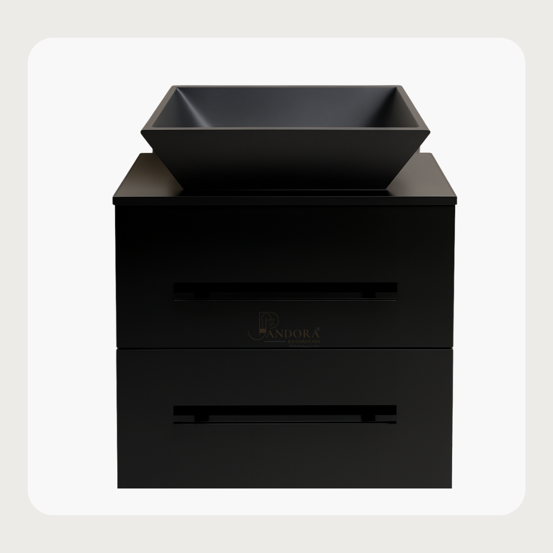 Matte Black Wall-Hung Cabinet with two Withdrawer