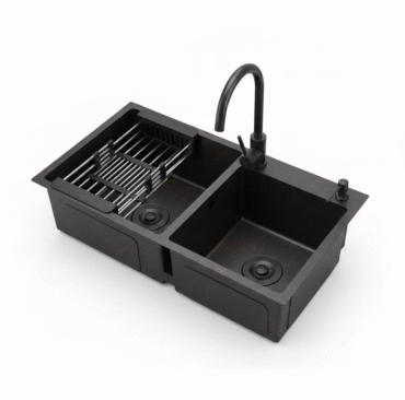 double-bowl black kitchen sink in Lagos