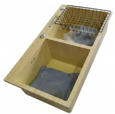 gold double bowl kitchen sink in Lagos