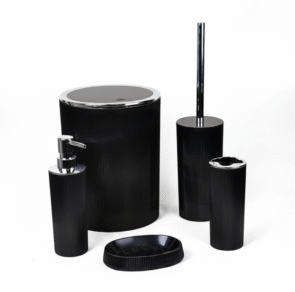black bathroom accessories set