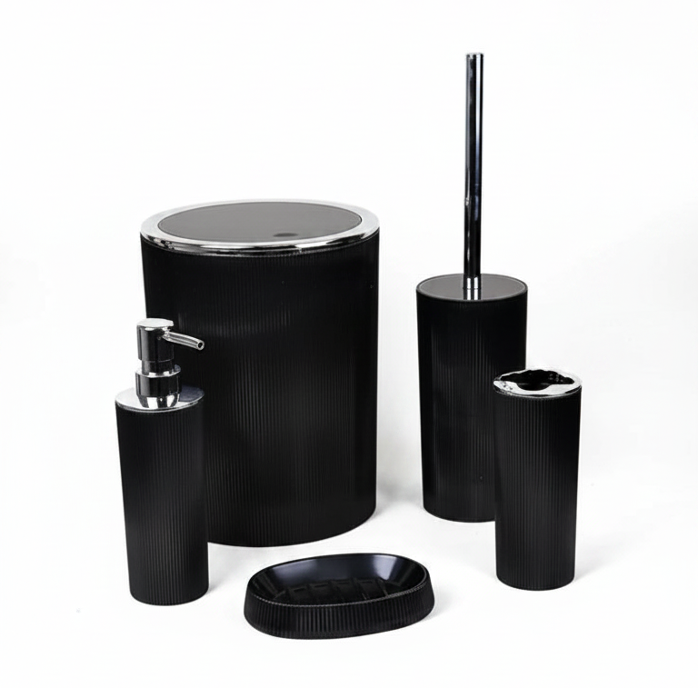 black bathroom accessories set
