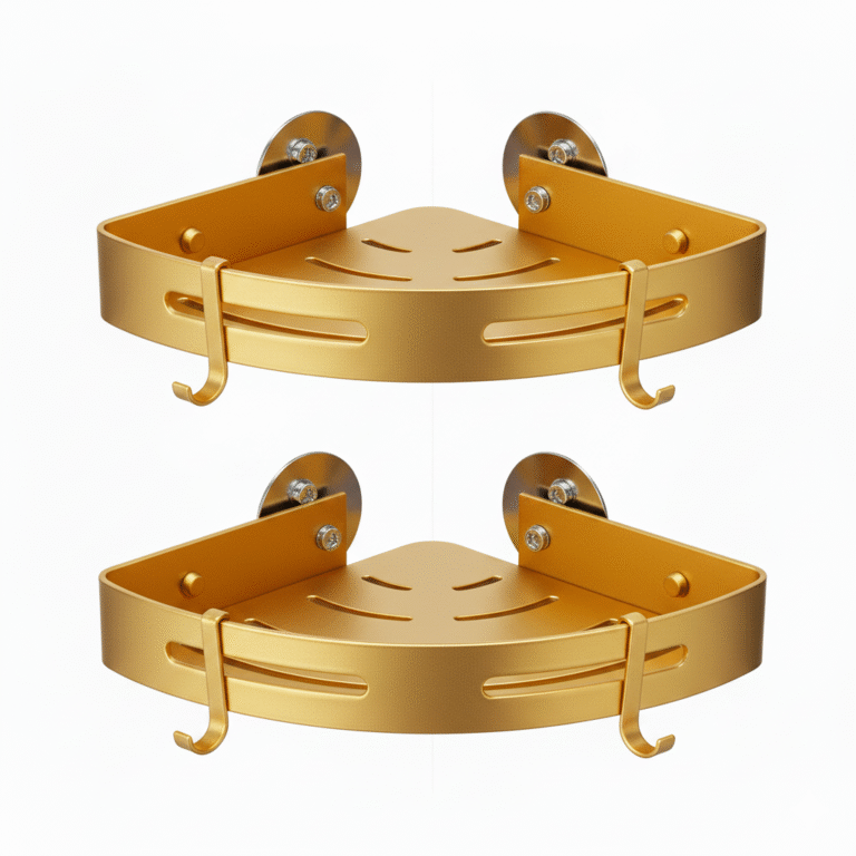 gold bathroom angle corner shelves